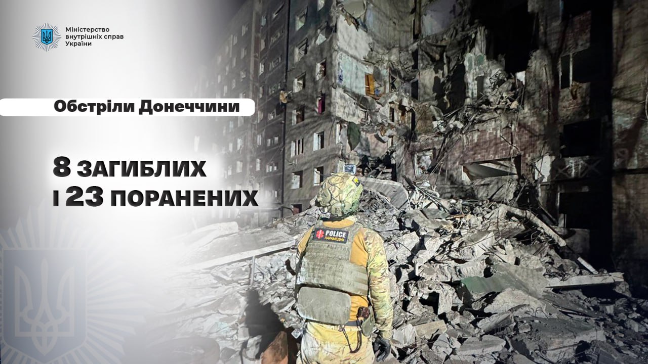 Донеччина: 8 загиблих і 23 поранених за добу
